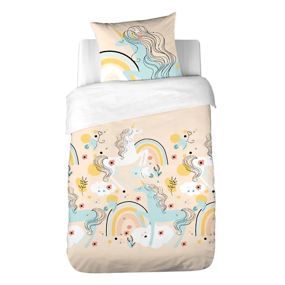 Housse de couette 140x200 Lola + taie polycoton>Cote Deco