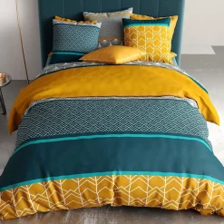 Housse de couette 240x220 Lupin + 2 taies coton 57 fils>Atelier Du Coton Clearance