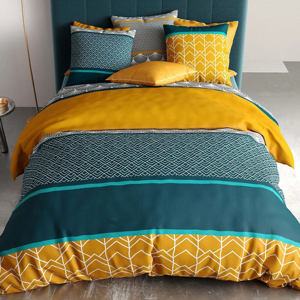 Housse de couette 240x220 Lupin + 2 taies coton 57 fils>Atelier Du Coton Clearance