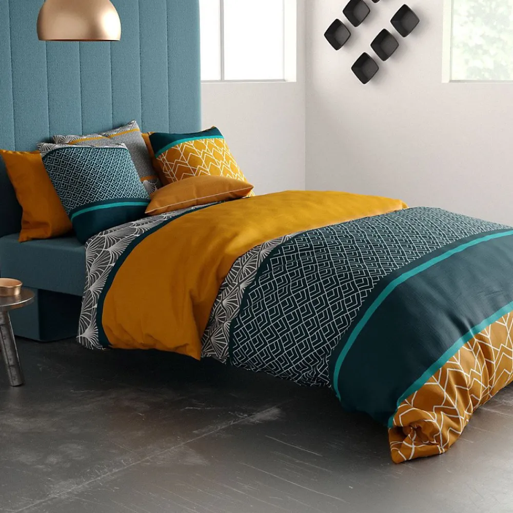 Housse de couette 240x220 Lupin + 2 taies coton 57 fils>Atelier Du Coton Clearance