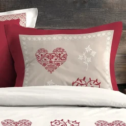 STOF Housse de couette 240x220 MODANE ROUGE + 2 taies coton 57 fils* Housse De Couette