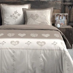 Housse de couette 260x240 MODANE NATUREL + 2 taies coton 57 fils>STOF Outlet