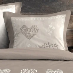 Housse de couette 260x240 MODANE NATUREL + 2 taies coton 57 fils>STOF Outlet