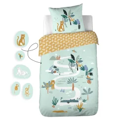 Housse de couette 140x200 réversible + 1 taie JUNGLE MANIA><noscript><img width=