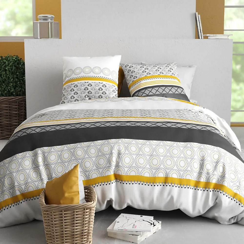 Atelier Du Coton Housse de couette 260x240 SPIRA + 2 taies coton 57 fils* Housse De Couette