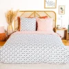 Housse de couette 240x220 VOLEA + 2 taies 100% coton adouci 57 fils/cm2>Cote Deco Discount