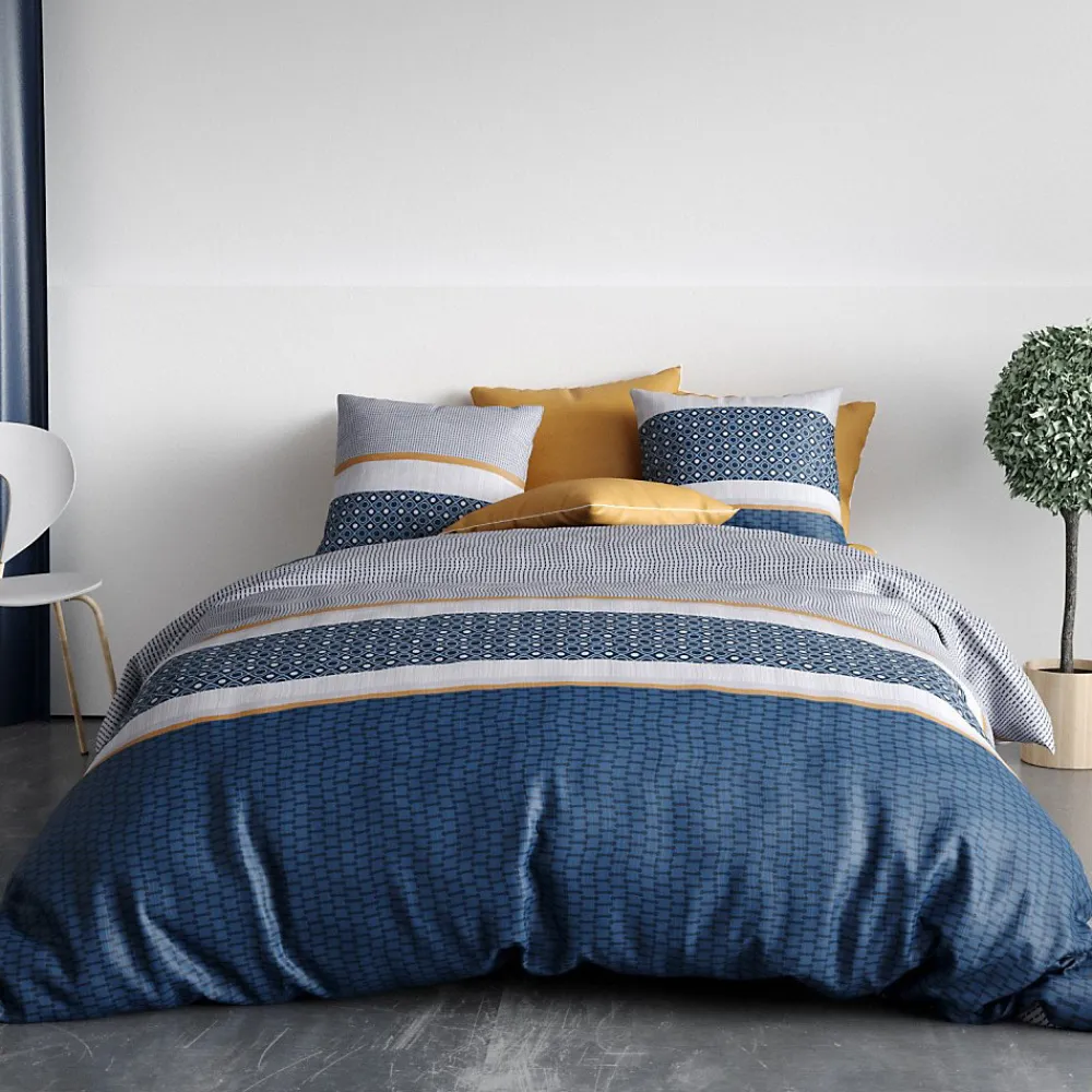 Atelier Du Coton Housse de couette 260x240 ZANTE + 2 taies coton 57 fils* Housse De Couette