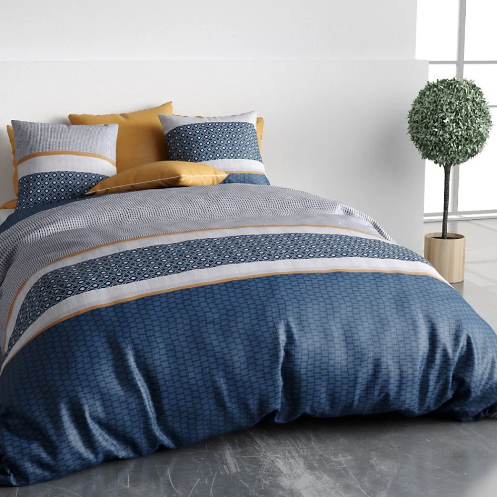 Atelier Du Coton Housse de couette 260x240 ZANTE + 2 taies coton 57 fils* Housse De Couette