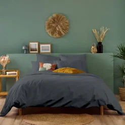 Bleu Calin Housse de couette 140x200cm Parure COTON Anthracite* Housse De Couette