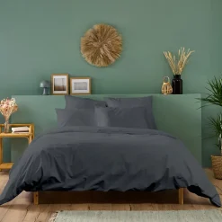 Bleu Calin Housse de couette 140x200cm Parure COTON Anthracite* Housse De Couette