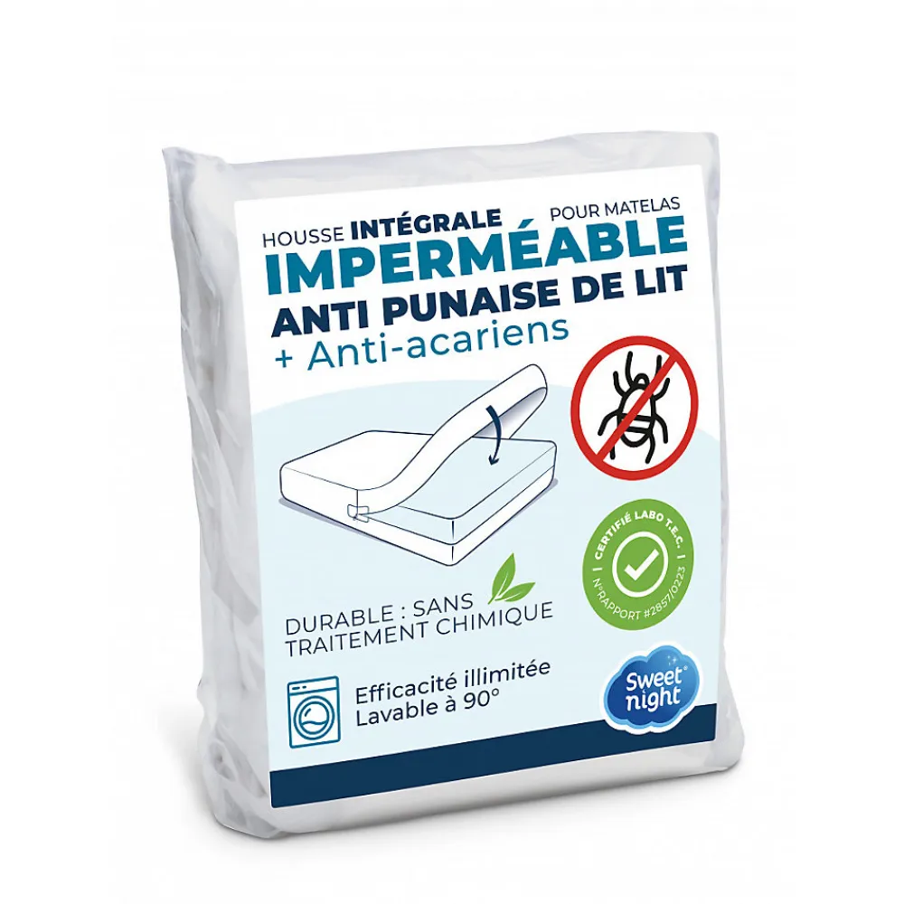 Housse intégrale matelas imperméable - Anti-Punaise de lit et Anti-acariens - Sans traitement chimique - Ep. jusqu'à 30 cm>Sweetnight Outlet