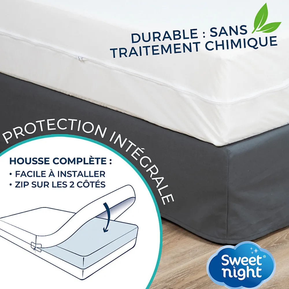 Housse intégrale matelas imperméable - Anti-Punaise de lit et Anti-acariens - Sans traitement chimique - Ep. jusqu'à 30 cm>Sweetnight Outlet
