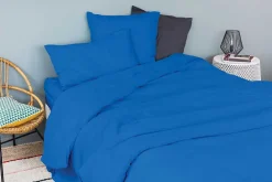 Toison d'Or Housse Pour Edredon en Coton Lavé (80x200 cm - Bleu Encre)* Housse De Couette