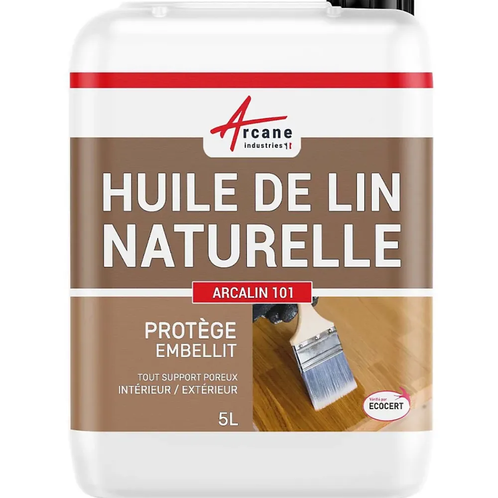 Arcane Industries Huile de lin naturelle pour bois intérieur, extérieur, terrasse, parquet, - 5 L -* Huile De Lin