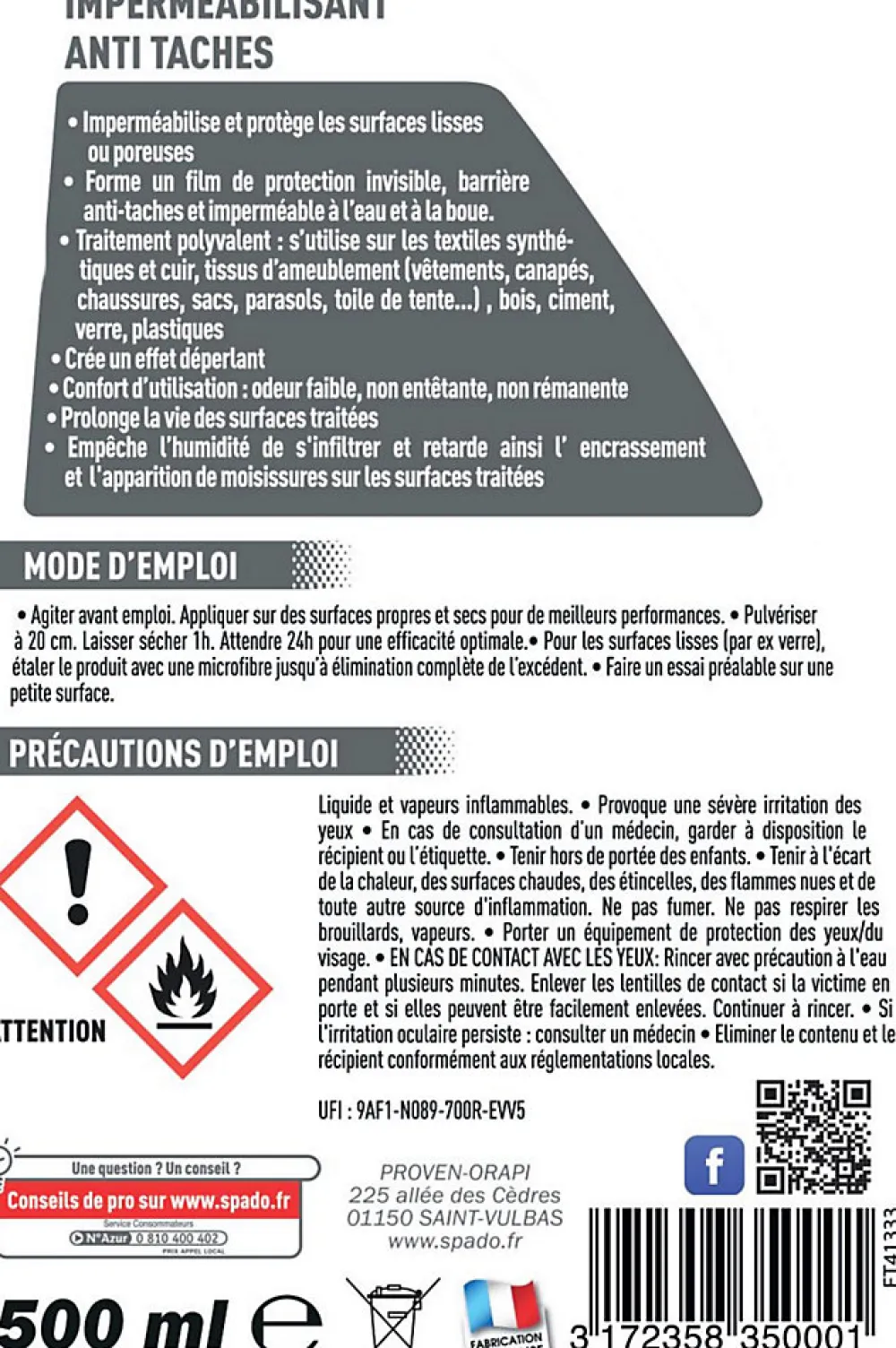 Spado Imperméabilisant anti-taches 500 ml* Entretien Du Textile