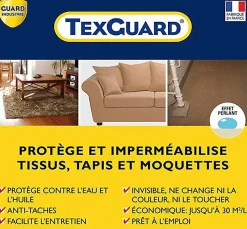 Guard Industrie Imperméabilisant Antitache Tissu TEXGUARD aérosol 400ml Aérosols Cuir Velours Hydrofuge Invisible Canapé Tapis Rideau Moquette* Entretien Du Textile