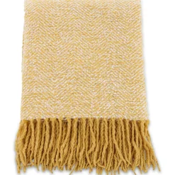 Jeté de canapé à motif chevrons Toby 170x130 cm Jaune et blanc>Venture Home Sale