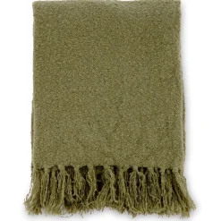 Jeté de canapé en polyester avec pampilles Stanly 170x130 cm Vert>Venture Home Online