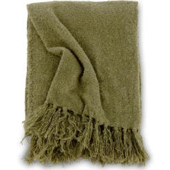 Jeté de canapé en polyester avec pampilles Stanly 170x130 cm Vert>Venture Home Online