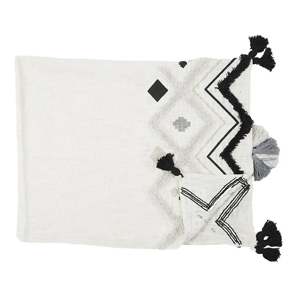 The Home Deco Factory Jeté de canapé ethnique tufté noir 130x150 cm* Boutis, Couvre-Lit, Édredon