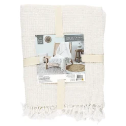 Jeté de canapé gaufré en coton 130x160 cm><noscript><img width=