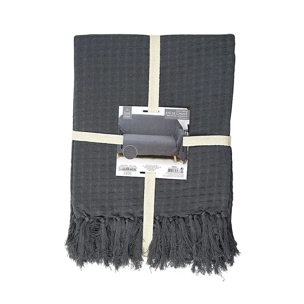 Jeté de canapé gaufré 170x250 cm anthracite>The Home Deco Factory Hot