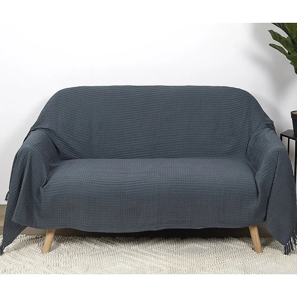 Jeté de canapé gaufré 170x250 cm anthracite>The Home Deco Factory Hot