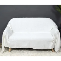Jeté de canapé gaufré 170x250 cm ivoire>The Home Deco Factory Online