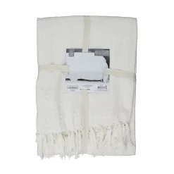 Jeté de canapé gaufré 170x250 cm ivoire><noscript><img width=