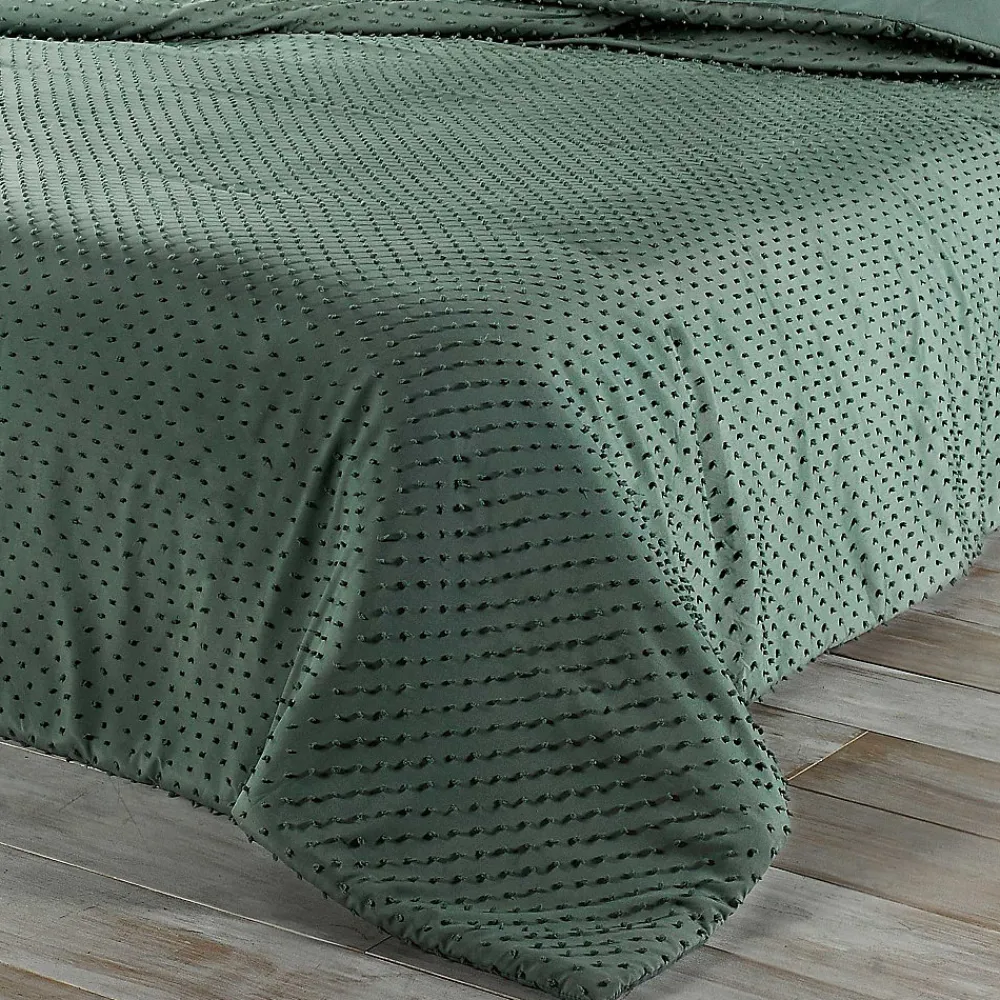 Linder Jeté de lit à petits pompons (230x250 cm - Vert)* Boutis, Couvre-Lit, Édredon