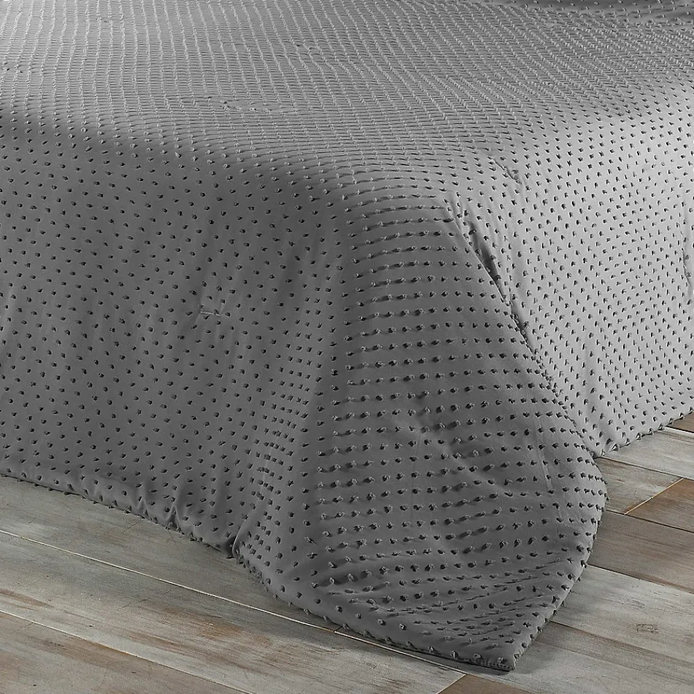 Linder Jeté de lit à petits pompons (250x260 cm - Gris clair)* Boutis, Couvre-Lit, Édredon