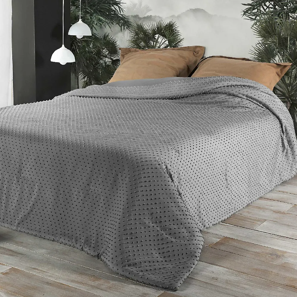 Jeté de lit à petits pompons (230x250 cm - Gris clair)>Linder Clearance