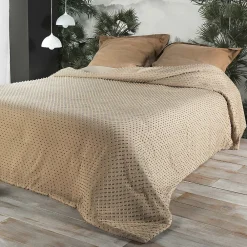 Linder Jeté de lit à petits pompons (250x260 cm - Beige)* Boutis, Couvre-Lit, Édredon
