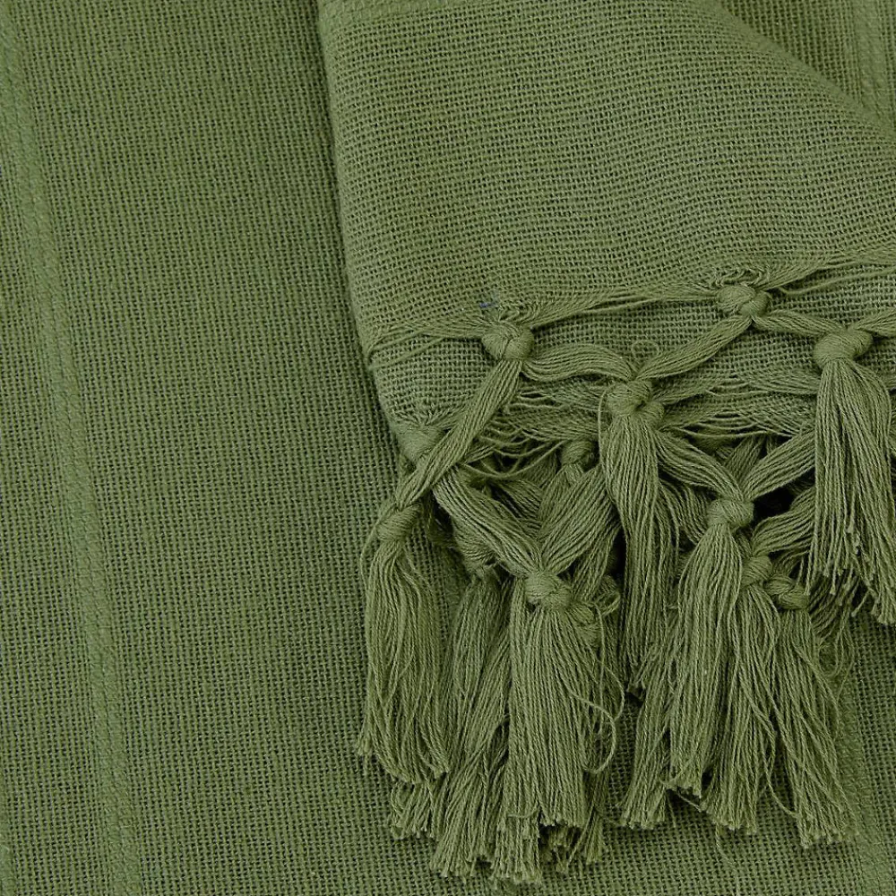 Jeté de lit Anjali 220x160 vert kaki en coton - Atmosphera>Atmosphera Créateur D'Intérieur Outlet