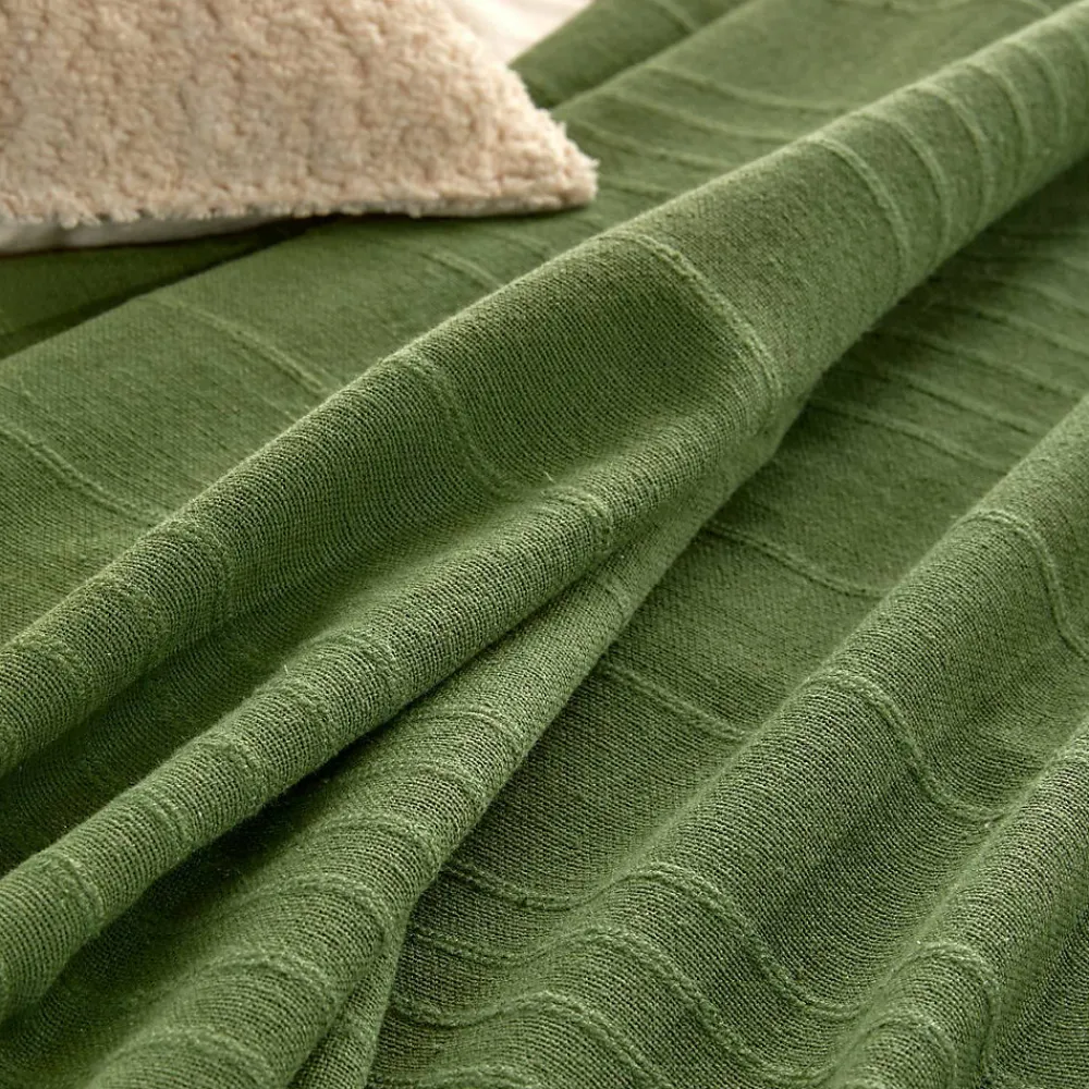 Jeté de lit Anjali 220x160 vert kaki en coton - Atmosphera>Atmosphera Créateur D'Intérieur Outlet