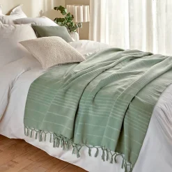 Jeté de lit Anjali 220x160 vert céladon en coton - Atmosphera>Atmosphera Créateur D'Intérieur Hot