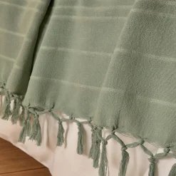 Jeté de lit Anjali 220x160 vert céladon en coton - Atmosphera><noscript><img width=