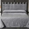 Linder Jeté de lit aspect velours (180x240 cm - Gris clair)* Boutis, Couvre-Lit, Édredon