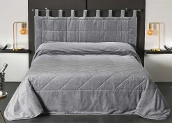 Linder Jeté de lit aspect velours (180x240 cm - Gris clair)* Boutis, Couvre-Lit, Édredon