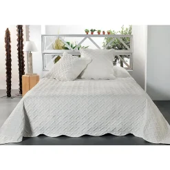 Jeté de lit aux formes géométriques surpiquées (230x250 cm - Ecru)>Linder Discount