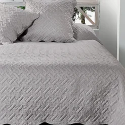Jeté de lit aux formes géométriques surpiquées (230x250 cm - Gris clair)>Linder Sale