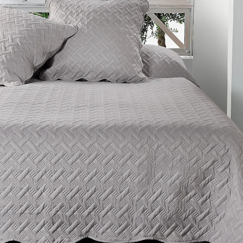 Jeté de lit aux formes géométriques surpiquées (180x240 cm - Gris clair)>Linder