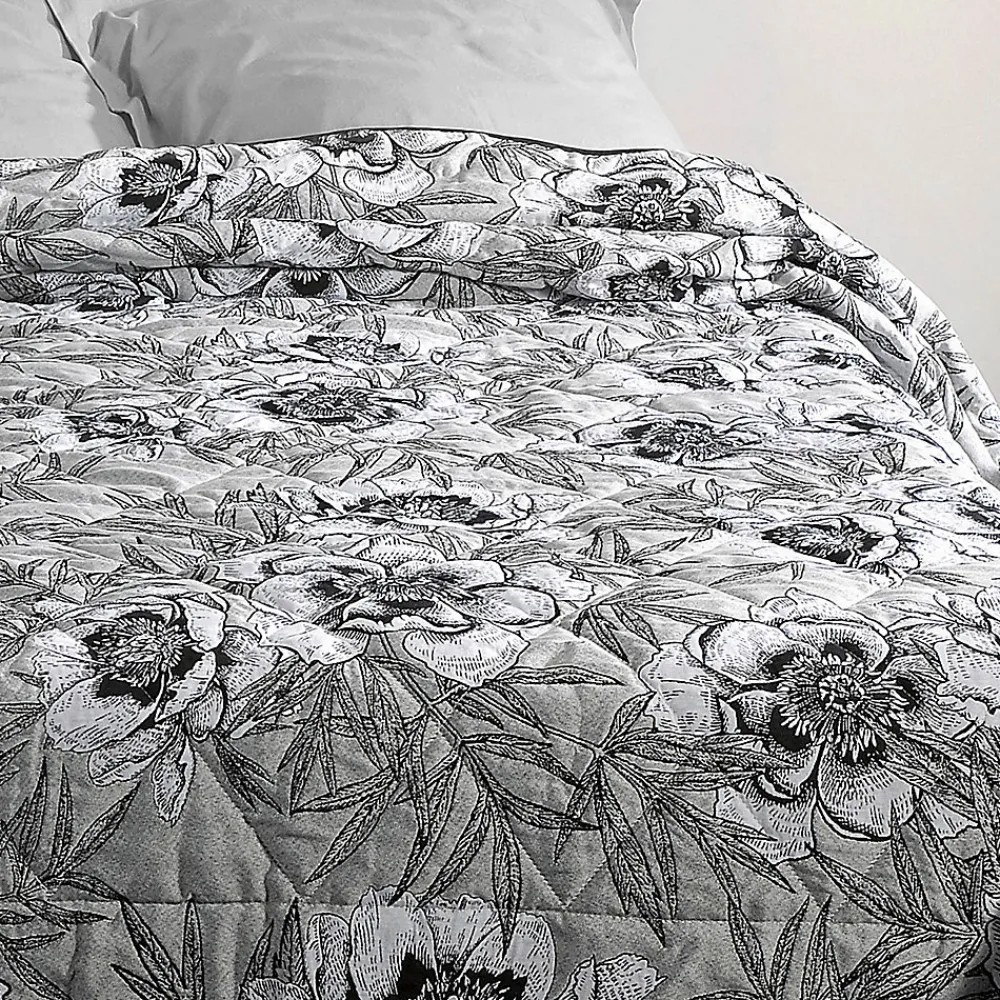 Jeté de lit aux impressions florales (240x260 cm - Gris Perle)>Linder Discount