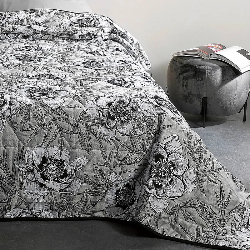 Jeté de lit aux impressions florales (240x260 cm - Gris Perle)>Linder Discount