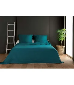 Jeté de lit bleu canard capitonné style boutis - 250x260cm - Bleu canard>Linder Hot