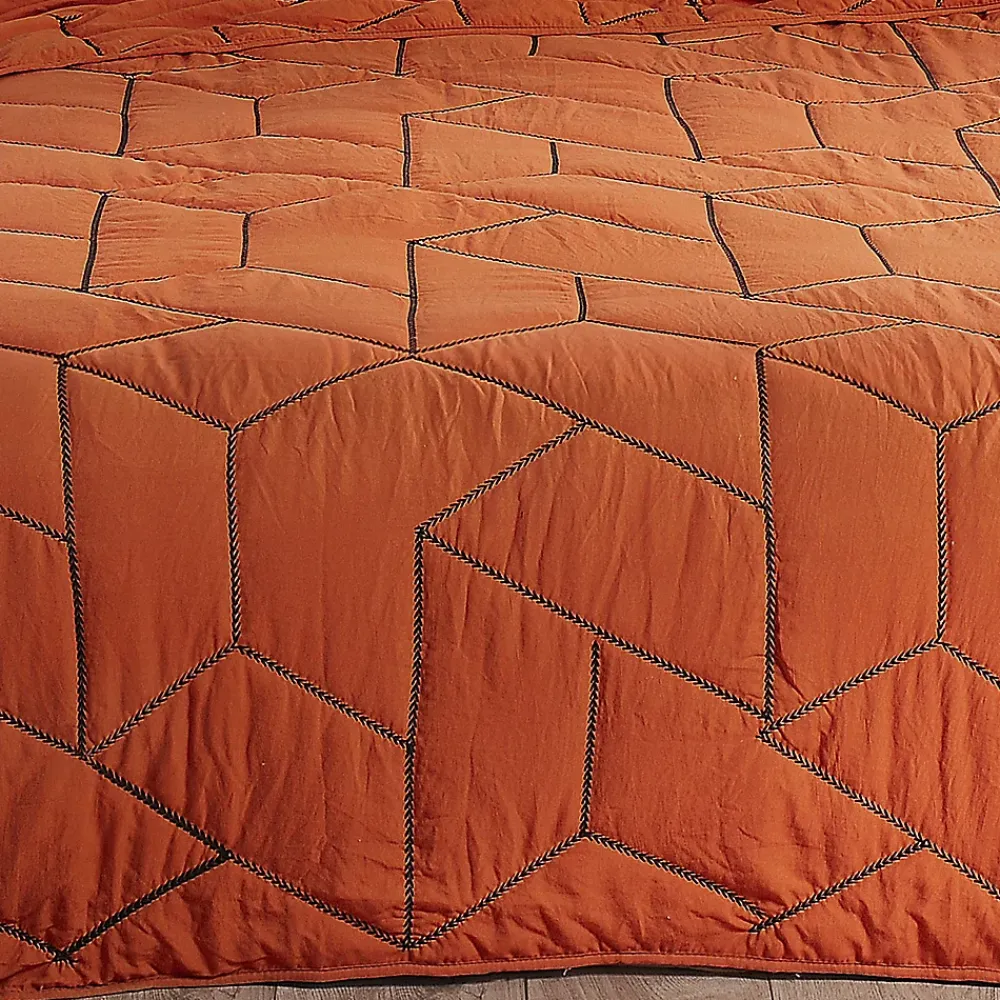 Linder Jeté de lit Calisson (150x200 cm - Rouge Orangé)* Boutis, Couvre-Lit, Édredon