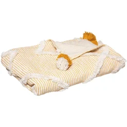 Atmosphera Créateur D'Intérieur Jeté de lit "Carmen" - jaune ocre - coton tufté 130x180 cm - Atmosphera* Boutis, Couvre-Lit, Édredon