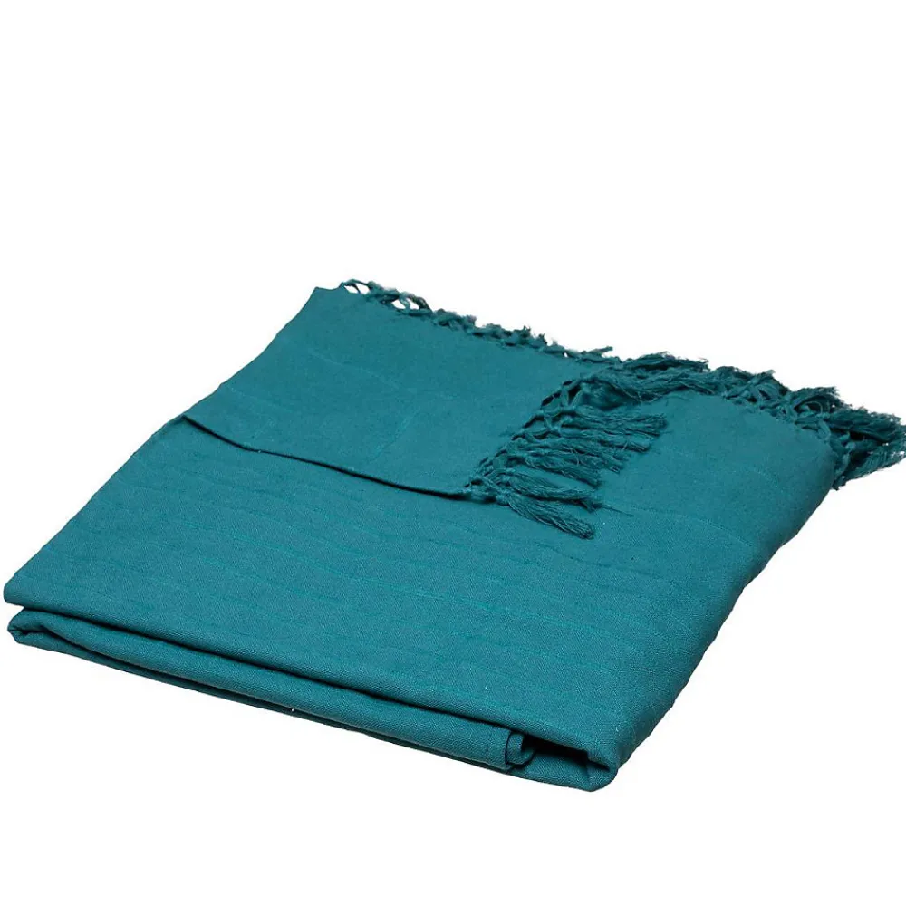 Jeté de lit en coton - bleu canard 230x250 cm - Atmosphera>Atmosphera Créateur D'Intérieur New