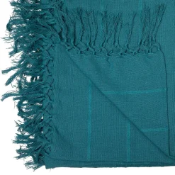 Jeté de lit en coton - bleu canard 230x250 cm - Atmosphera><noscript><img width=