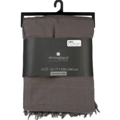 Jeté de lit en coton - gris 230x250 cm - Atmosphera><noscript><img width=